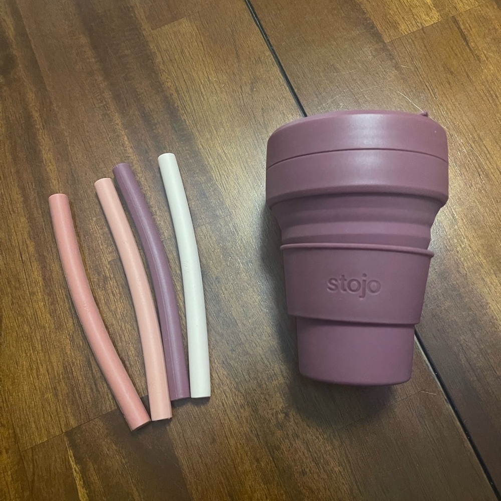 Stojo Collapsable Cup with 4 Reusable Straws
